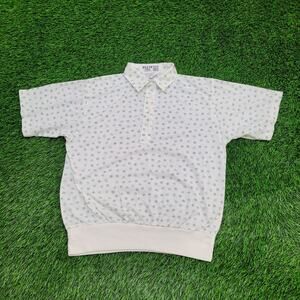 Vintage 90s Floral AOP Polo Shirt Womens Medium 19x23 White
